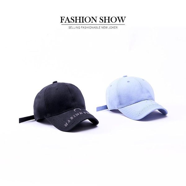 spring and summer new hat female college style moon embroidery couple simple man versatile outdoor sports leisure cap, Blue;gray